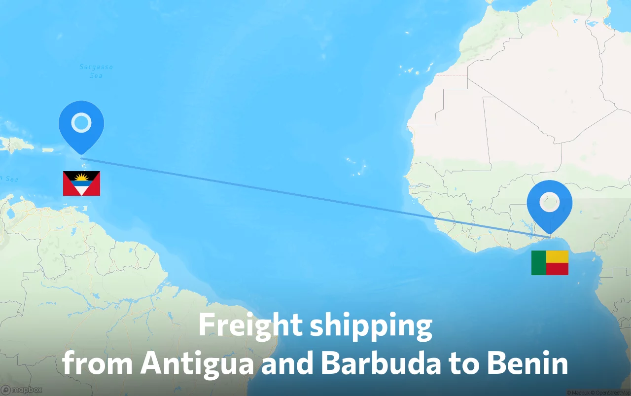 Shipping route from Antigua and Barbuda to Benin