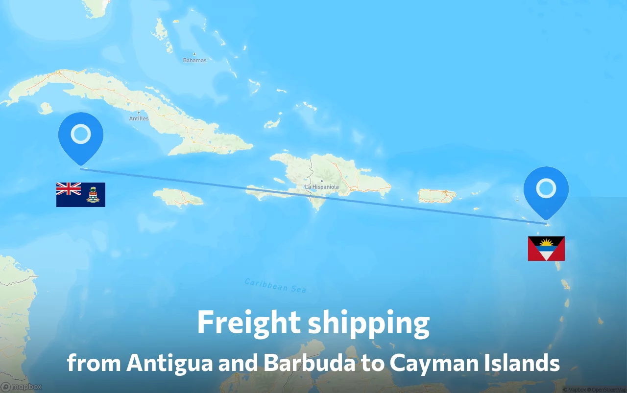 Shipping route from Antigua and Barbuda to Cayman Islands