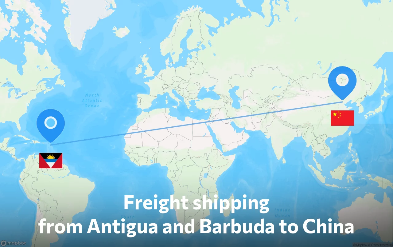 Shipping route from Antigua and Barbuda to China