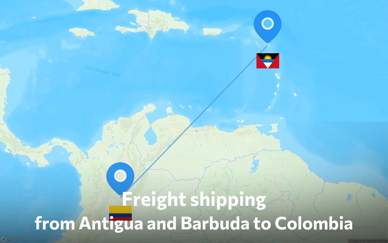Shipping route from Antigua and Barbuda to Colombia