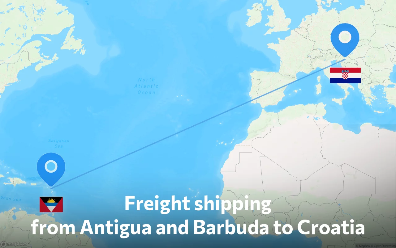 Shipping route from Antigua and Barbuda to Croatia