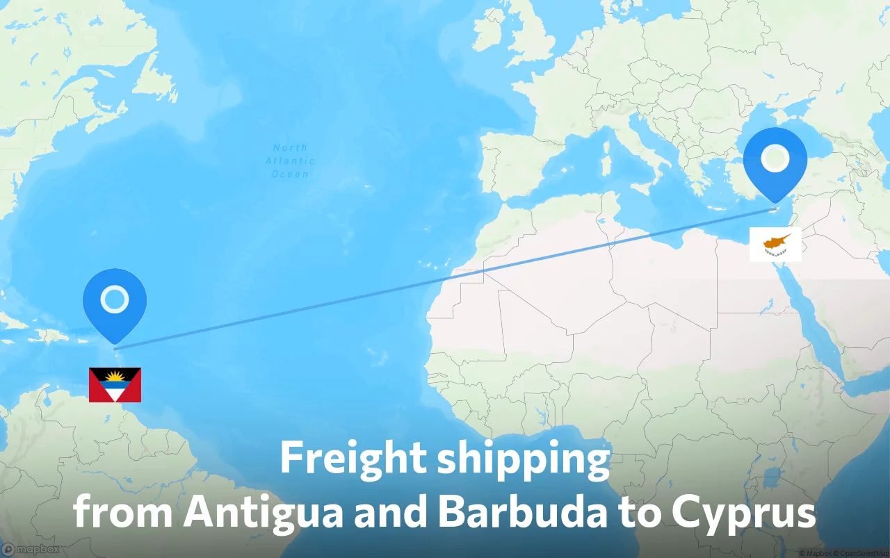 Shipping route from Antigua and Barbuda to Cyprus