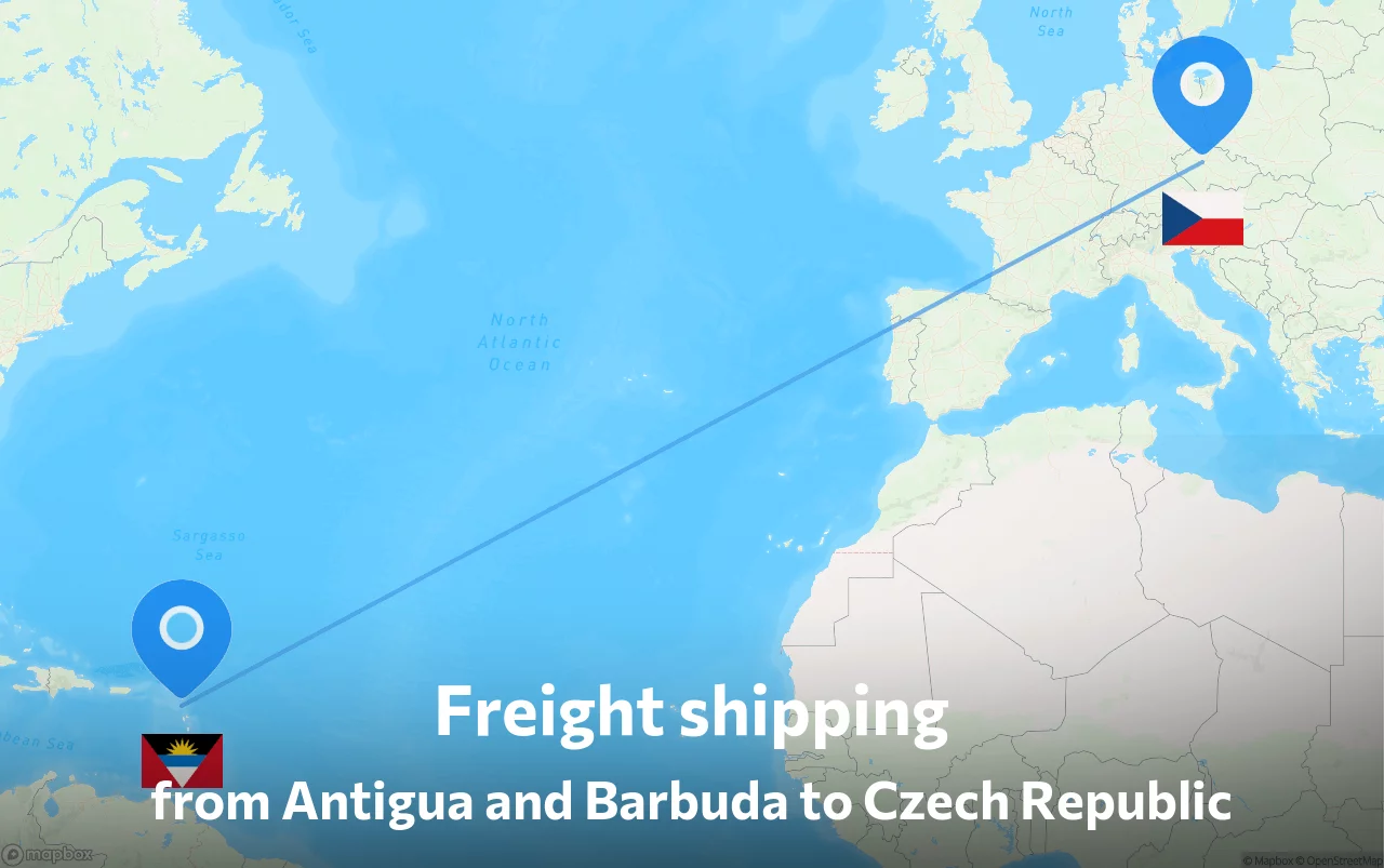 Shipping route from Antigua and Barbuda to Czech Republic
