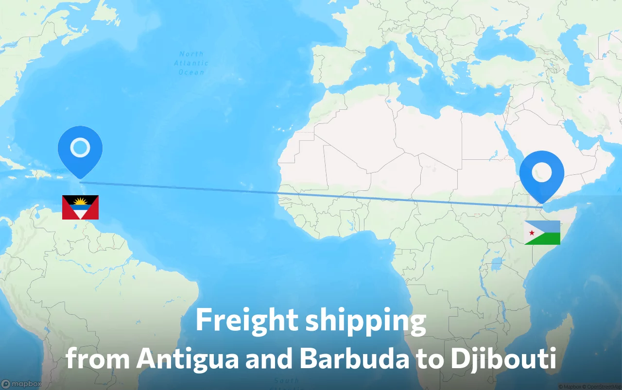 Shipping route from Antigua and Barbuda to Djibouti