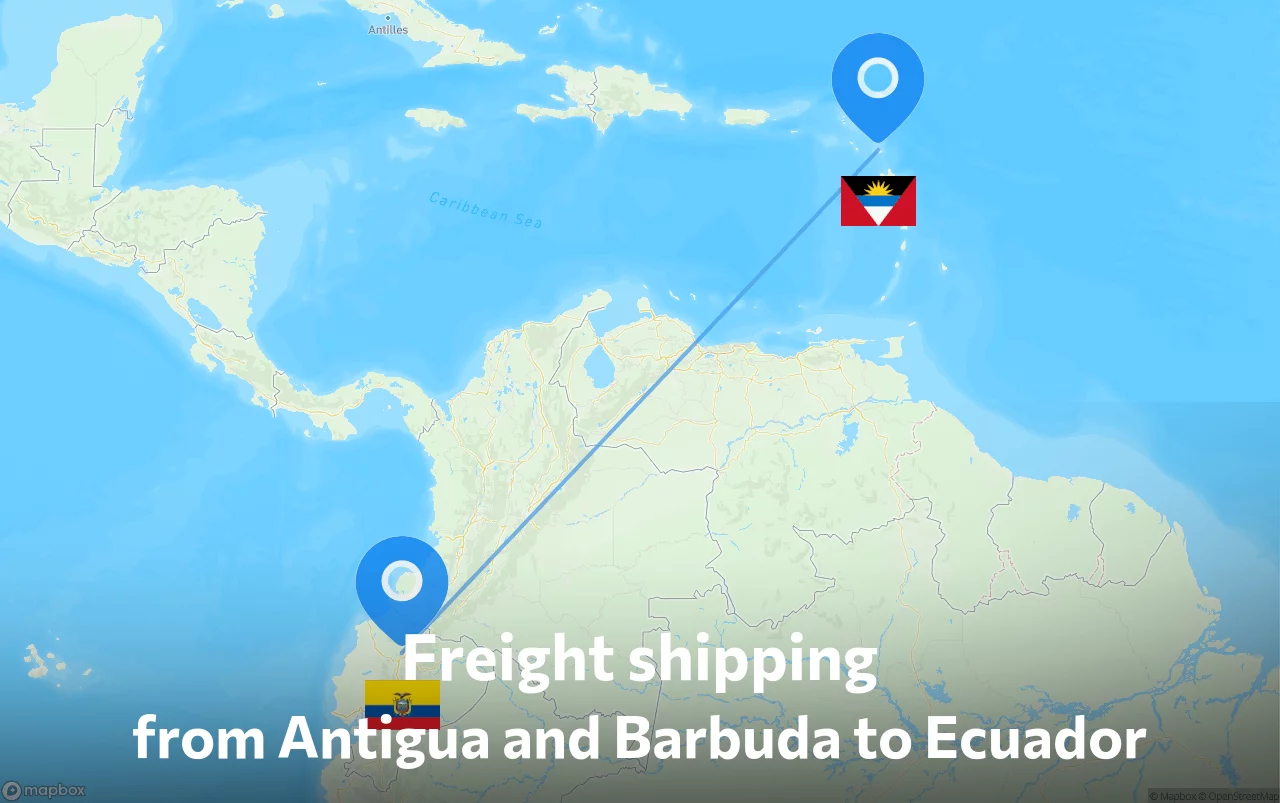 Shipping route from Antigua and Barbuda to Ecuador