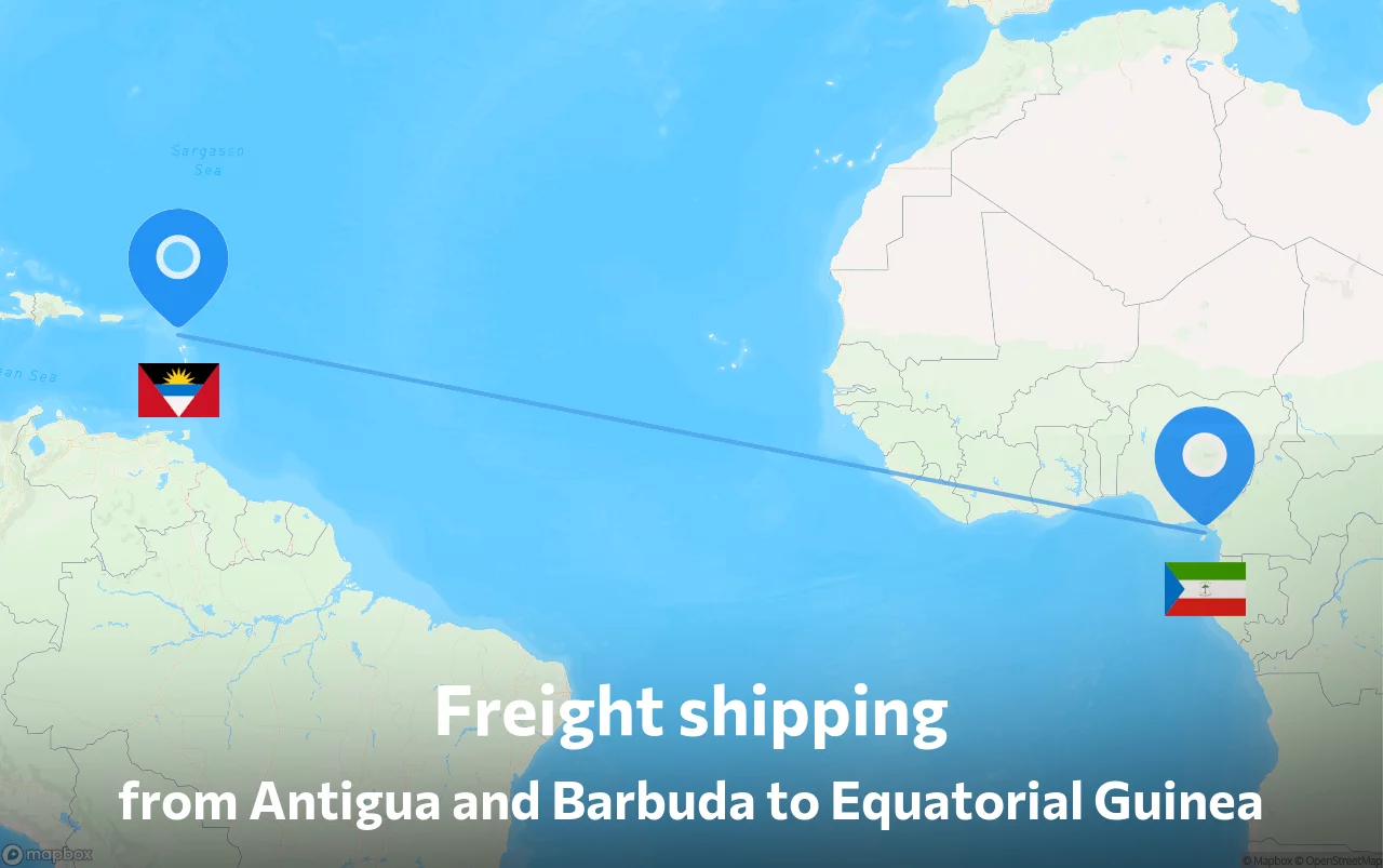 Shipping route from Antigua and Barbuda to Equatorial Guinea