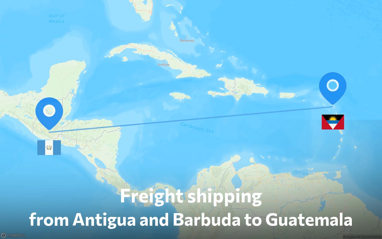 Shipping route from Antigua and Barbuda to Guatemala