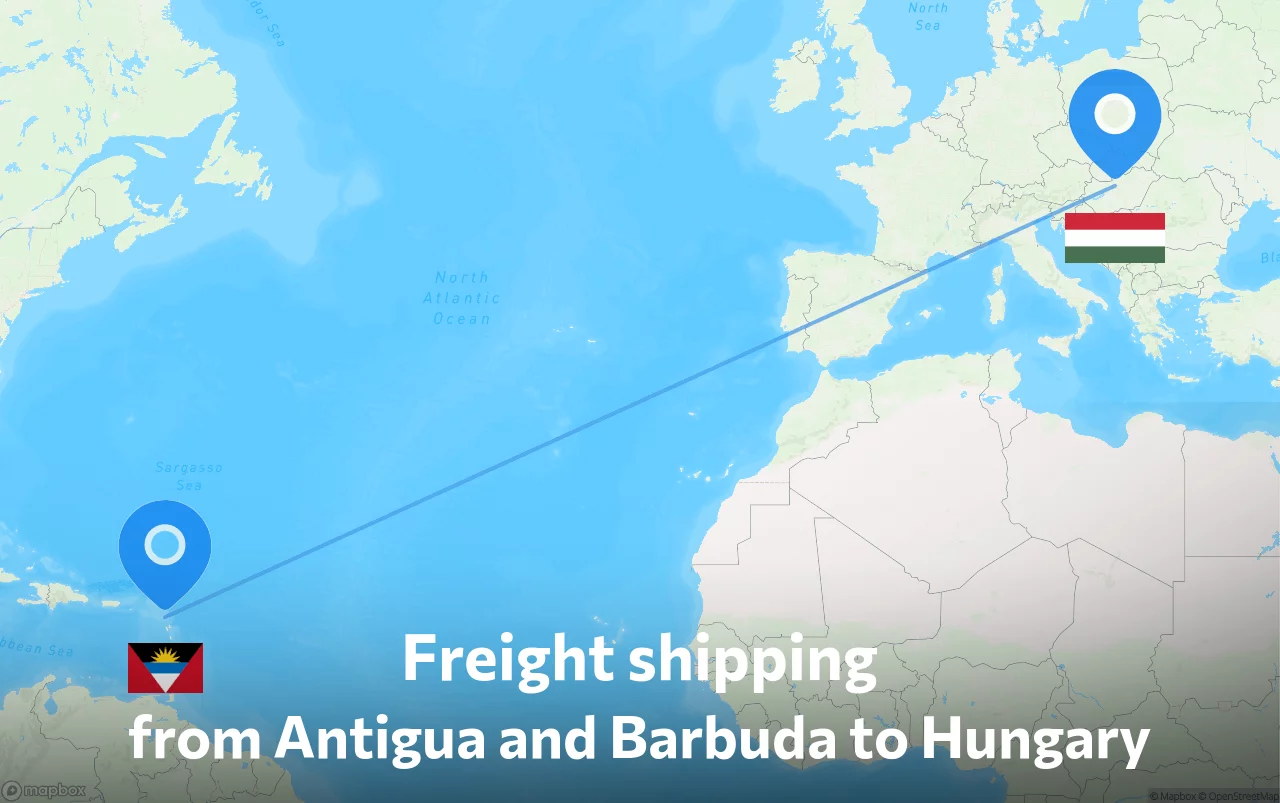 Shipping route from Antigua and Barbuda to Hungary