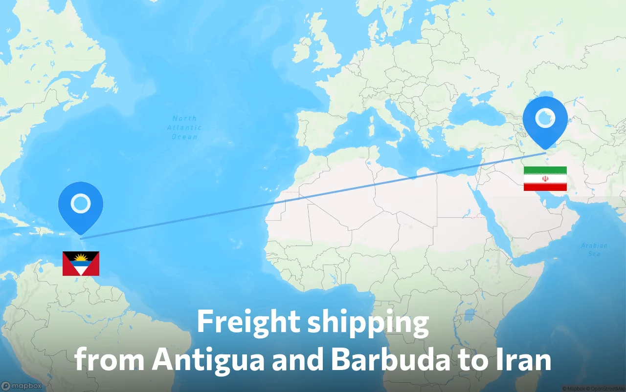 Shipping route from Antigua and Barbuda to Iran
