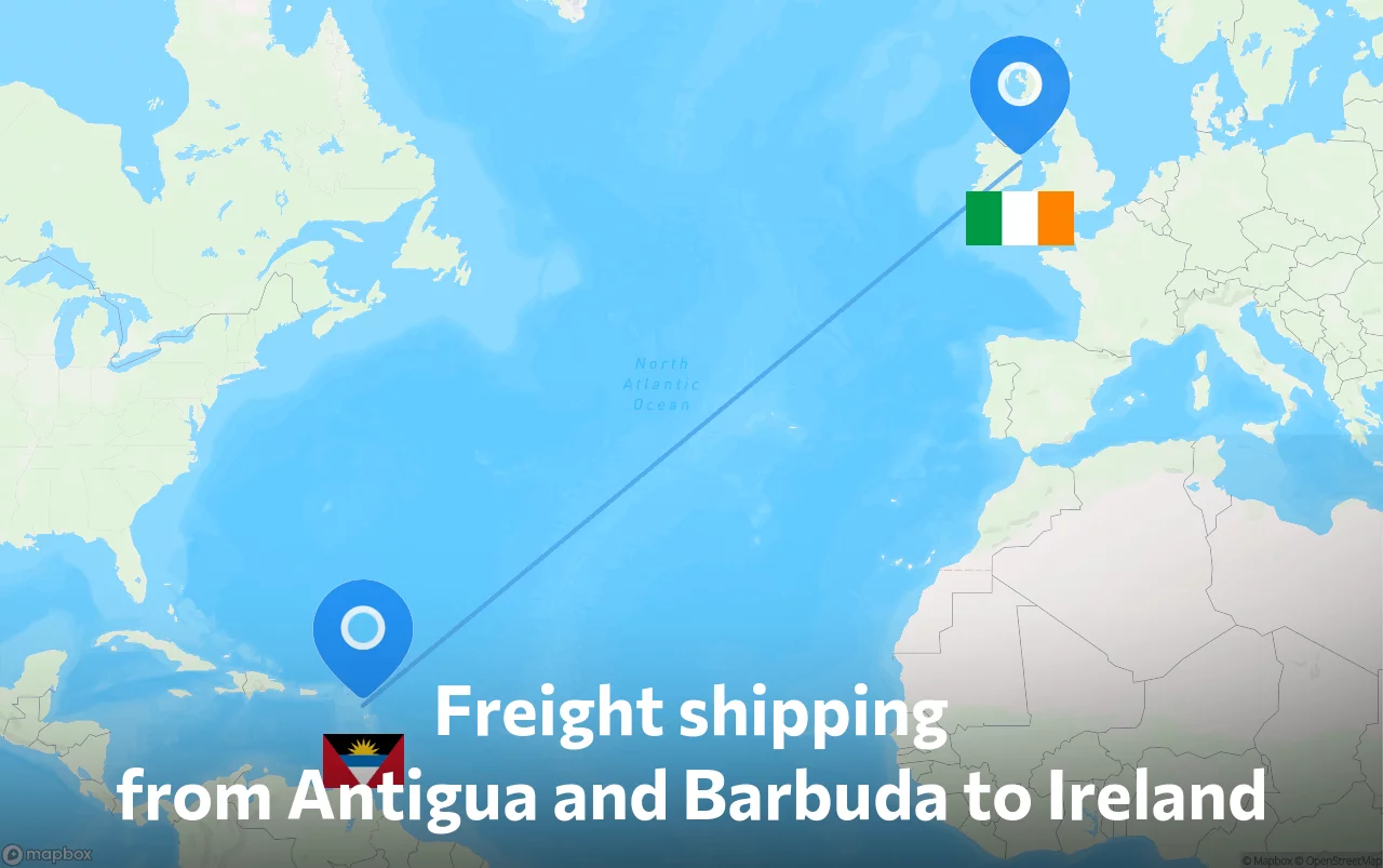 Shipping route from Antigua and Barbuda to Ireland