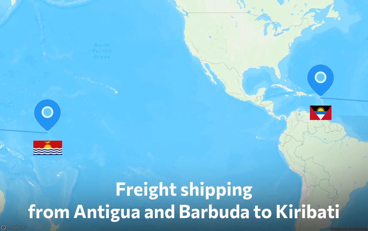 Shipping route from Antigua and Barbuda to Kiribati