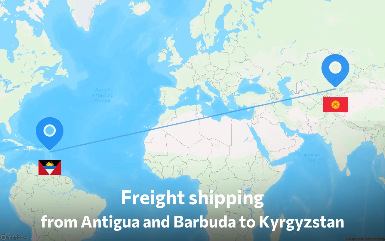 Shipping route from Antigua and Barbuda to Kyrgyzstan