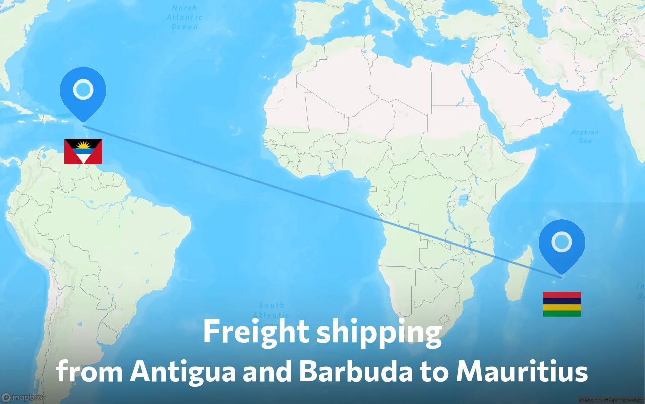 Shipping route from Antigua and Barbuda to Mauritius
