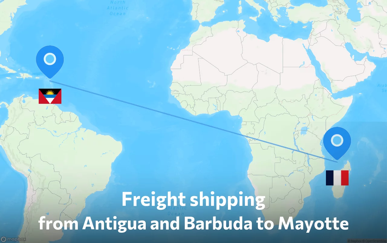 Shipping route from Antigua and Barbuda to Mayotte