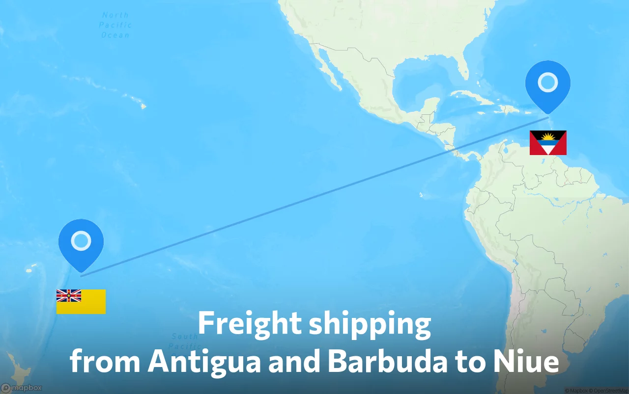 Shipping route from Antigua and Barbuda to Niue