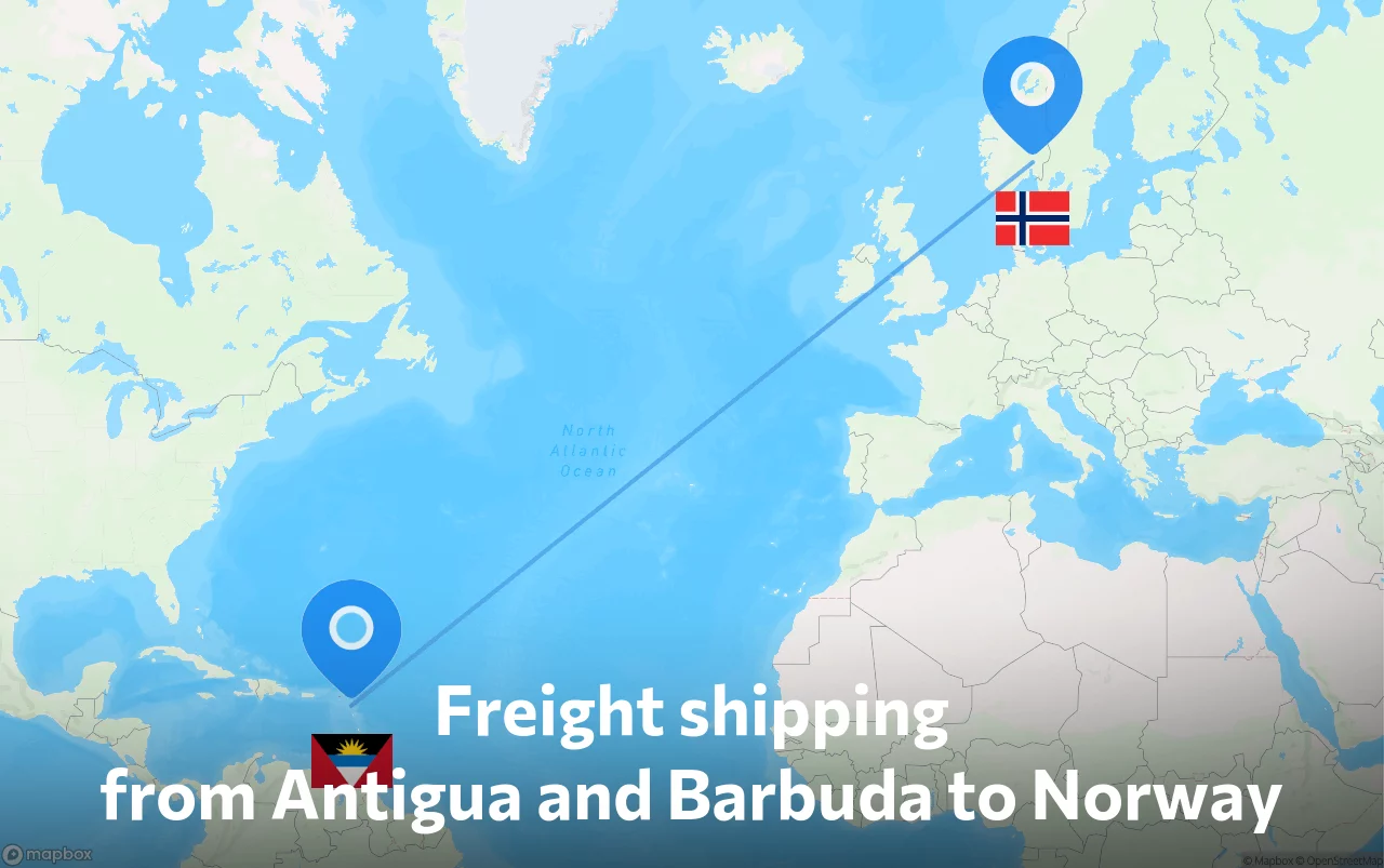 Shipping route from Antigua and Barbuda to Norway
