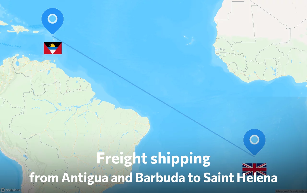 Shipping route from Antigua and Barbuda to Saint Helena