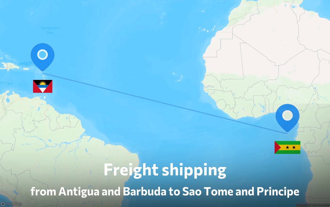 Shipping route from Antigua and Barbuda to Sao Tome and Principe