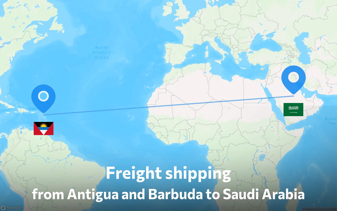 Shipping route from Antigua and Barbuda to Saudi Arabia