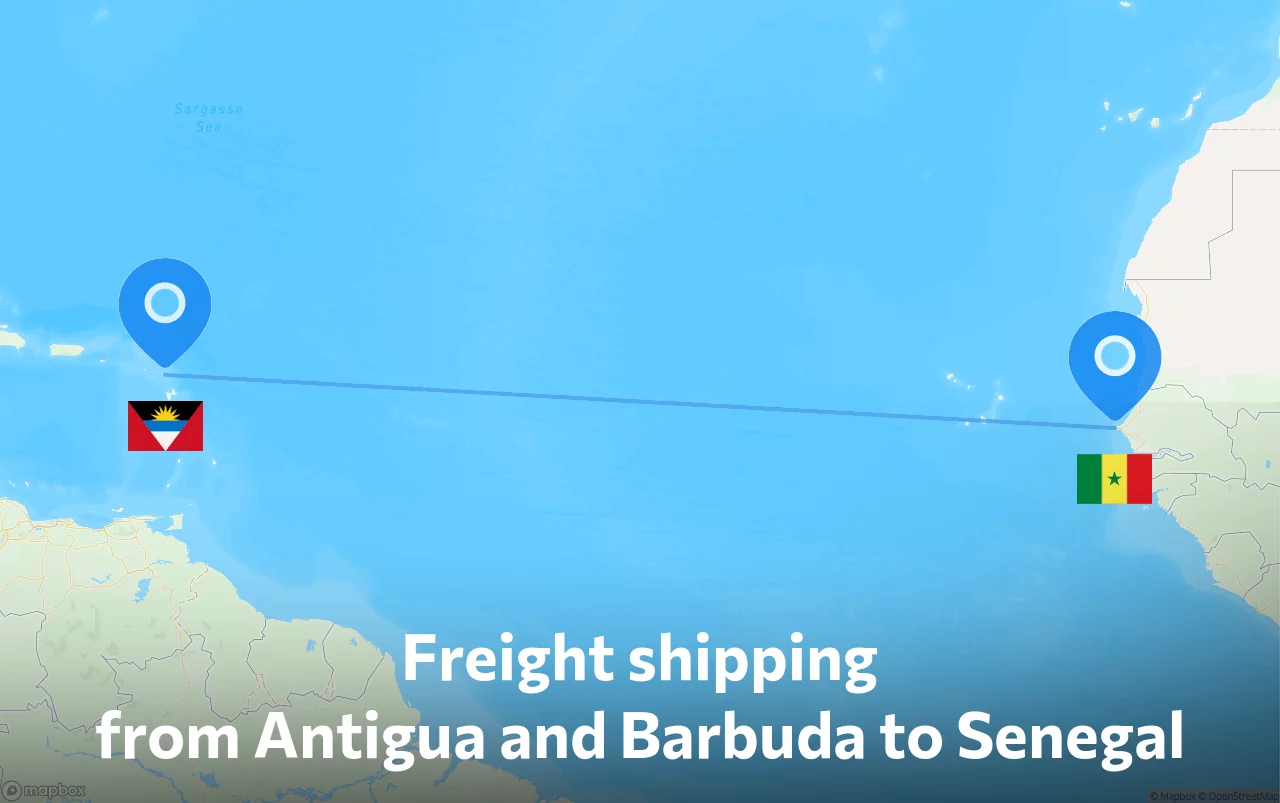 Shipping route from Antigua and Barbuda to Senegal