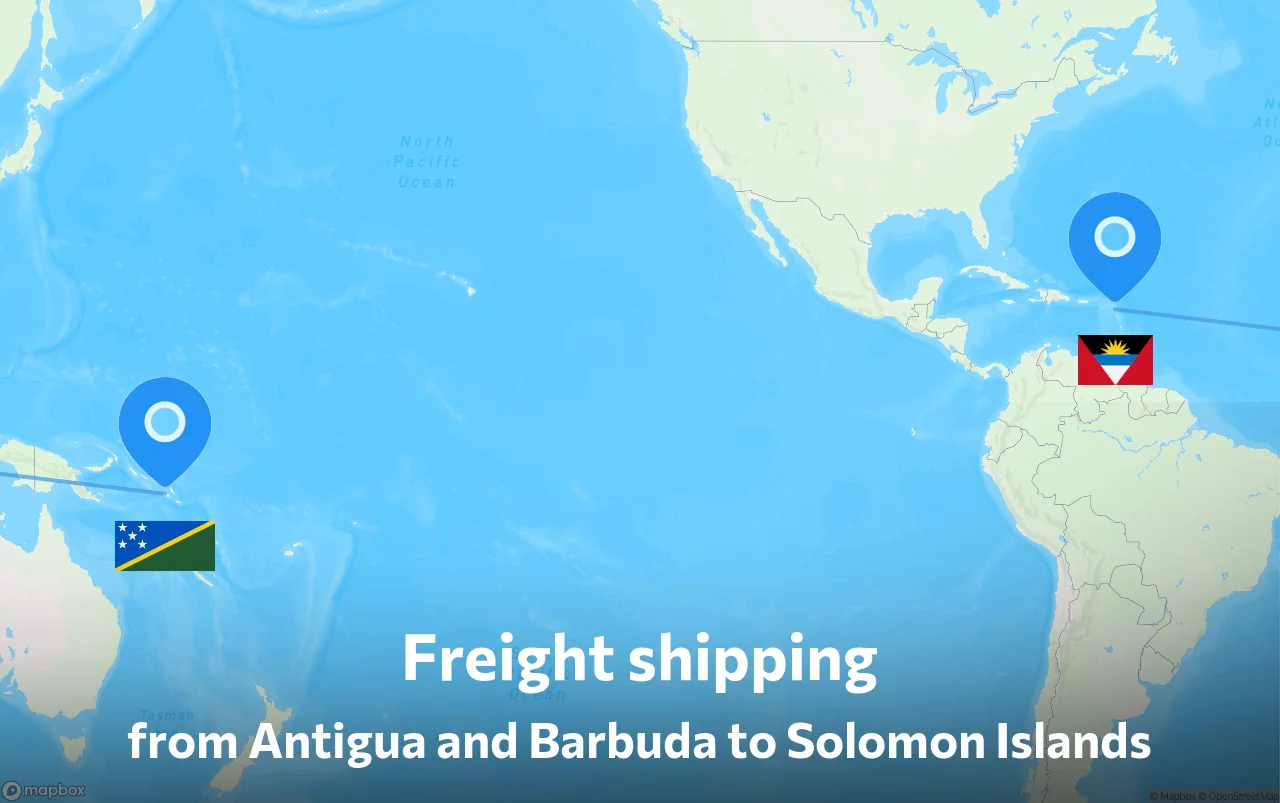Shipping route from Antigua and Barbuda to Solomon Islands