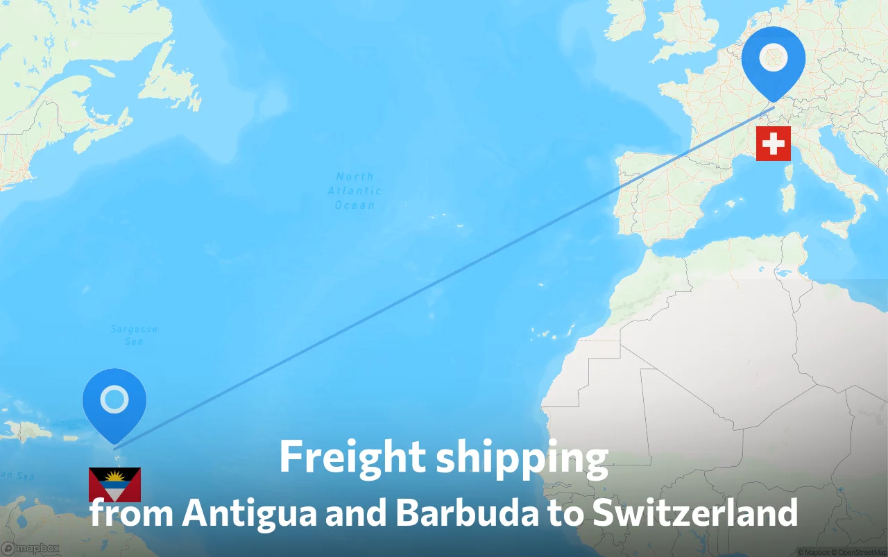 Shipping route from Antigua and Barbuda to Switzerland