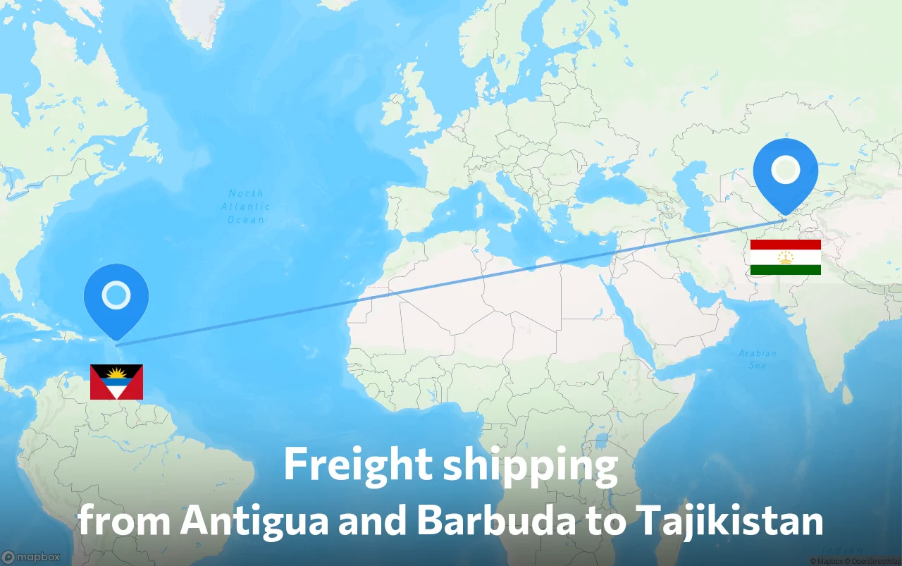 Shipping route from Antigua and Barbuda to Tajikistan