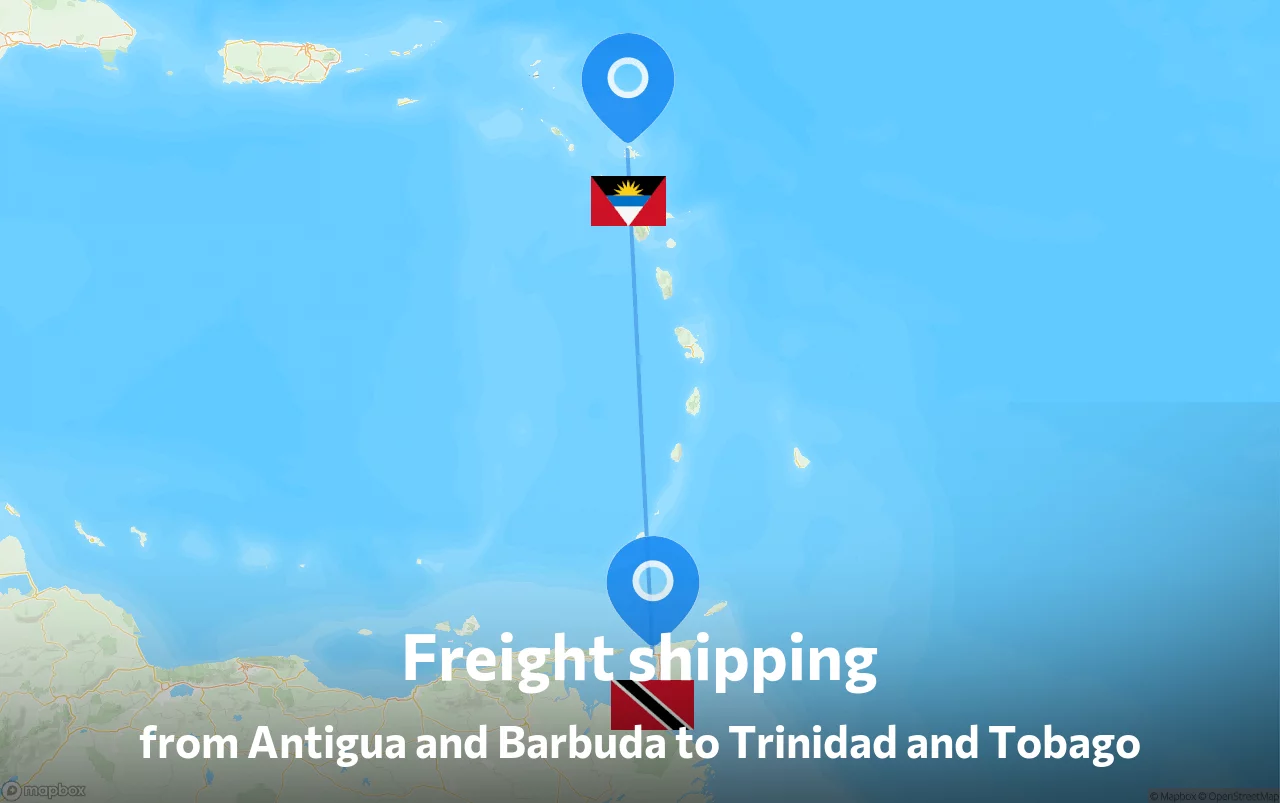 Shipping route from Antigua and Barbuda to Trinidad and Tobago