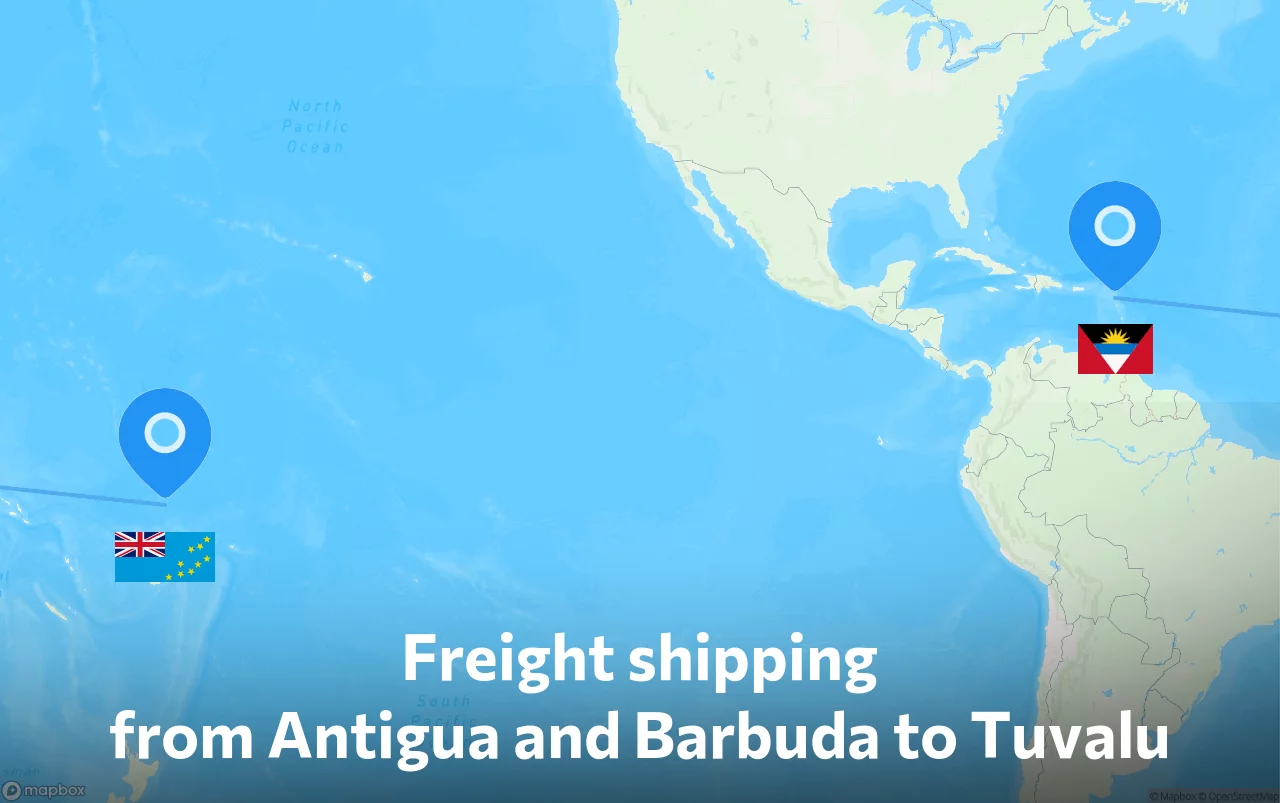 Shipping route from Antigua and Barbuda to Tuvalu