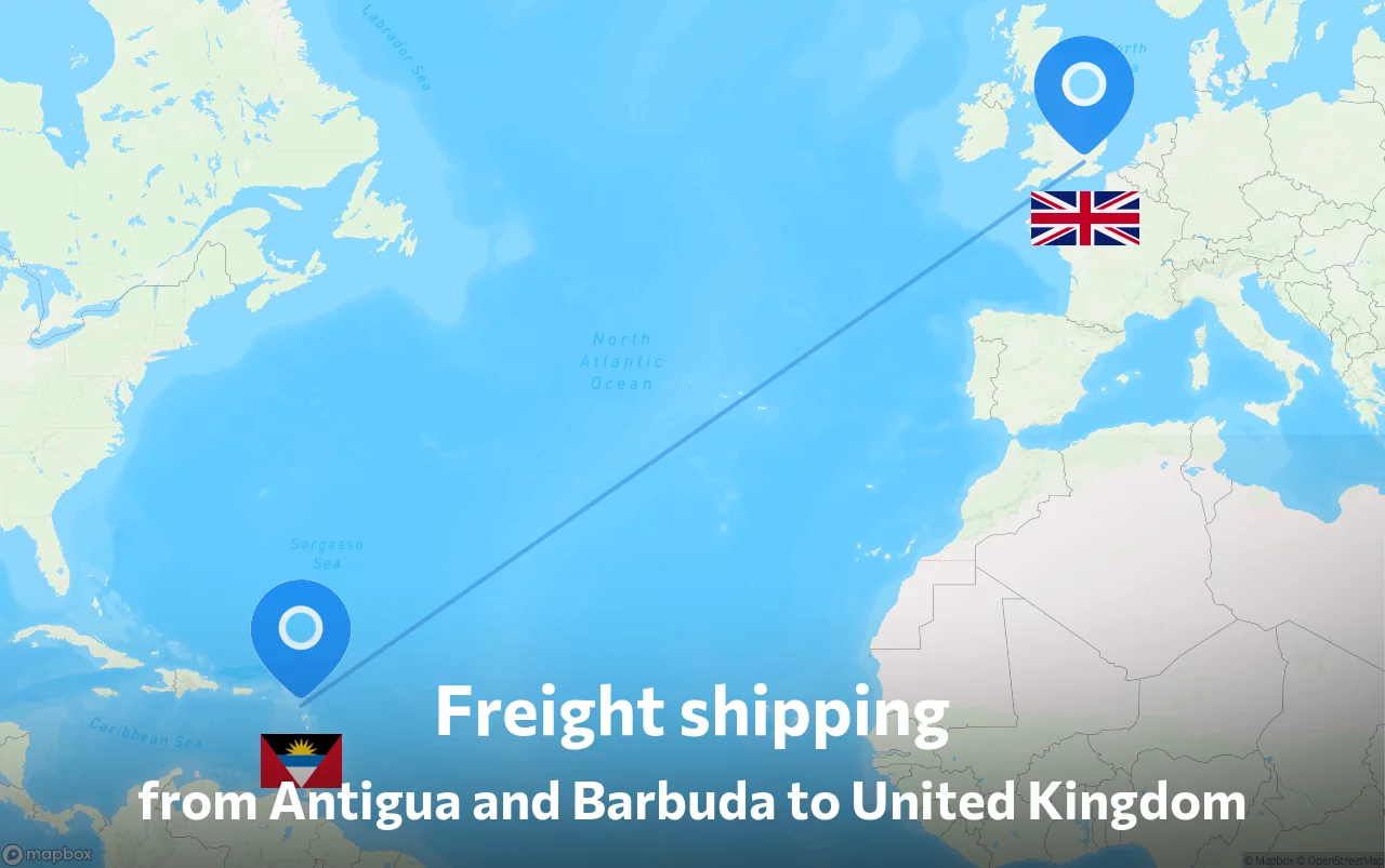 Shipping route from Antigua and Barbuda to United Kingdom