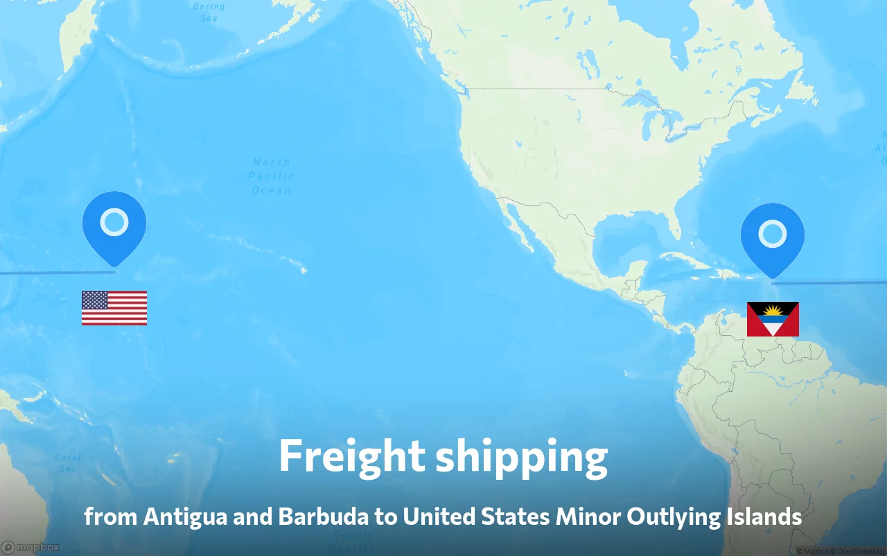 Shipping route from Antigua and Barbuda to United States Minor Outlying Islands