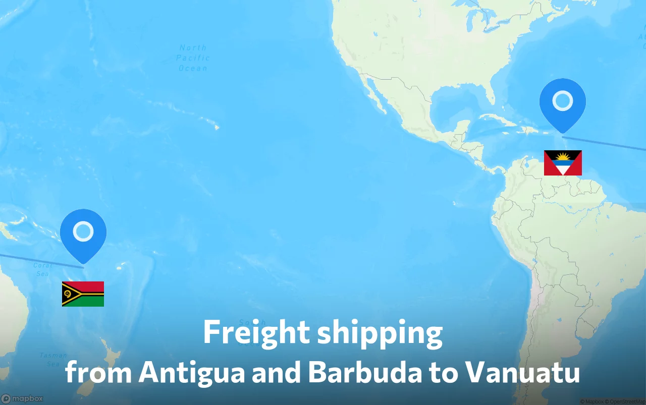 Shipping route from Antigua and Barbuda to Vanuatu