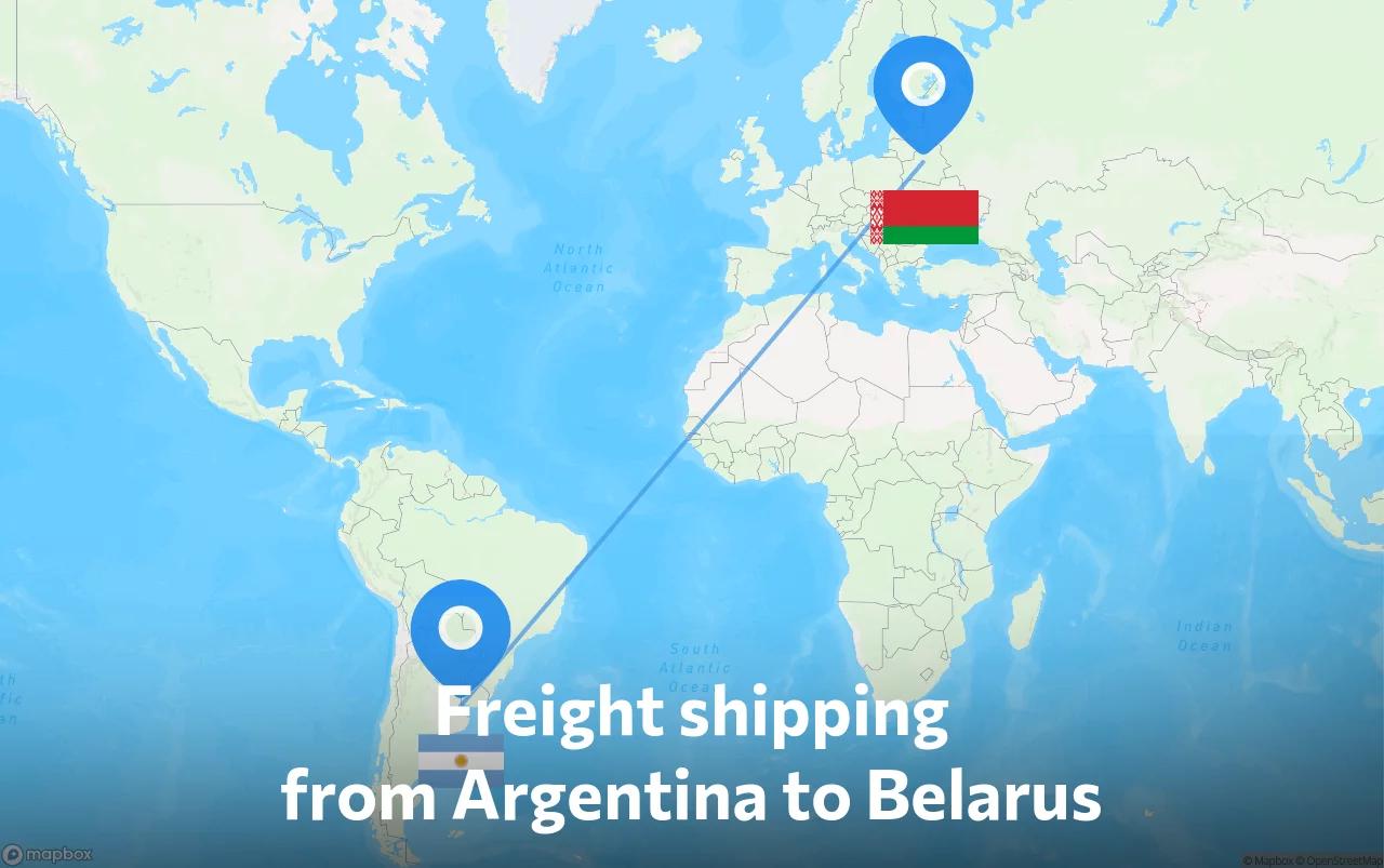 Shipping route from Argentina to Belarus