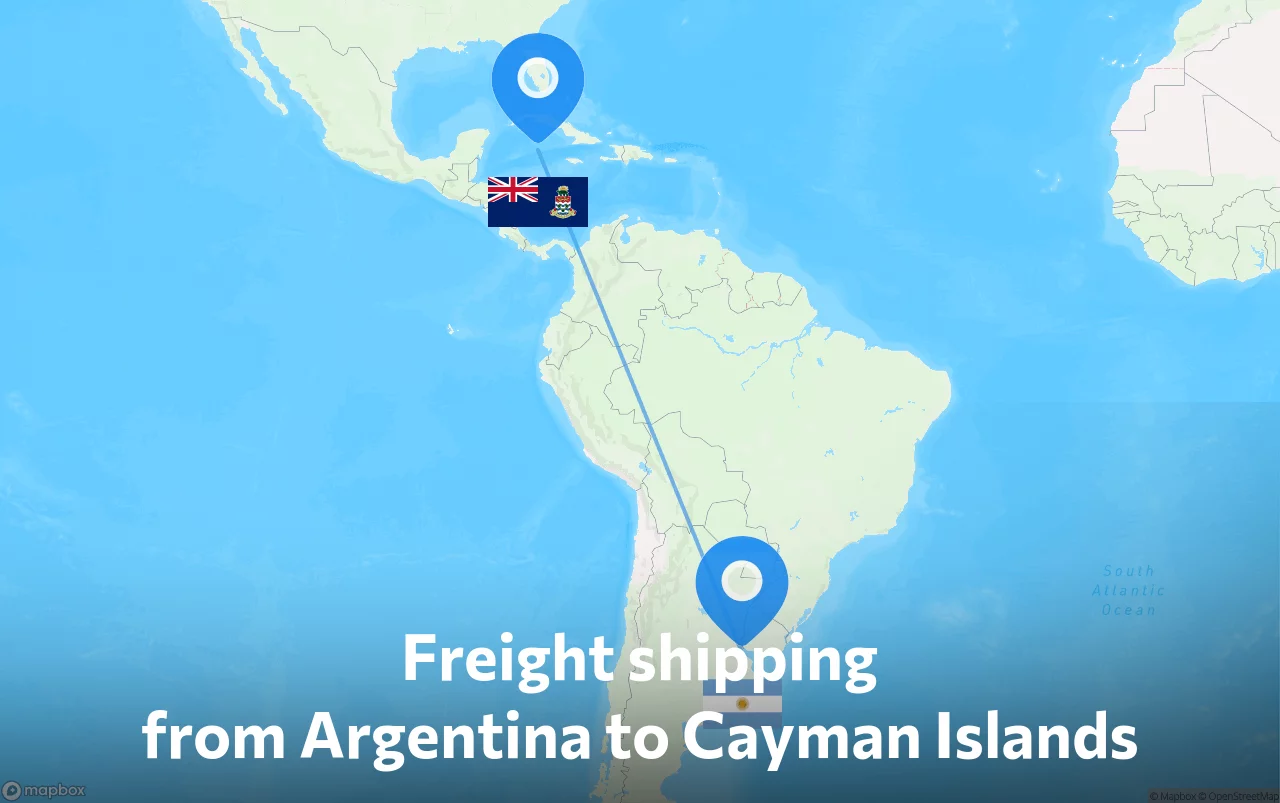 Shipping route from Argentina to Cayman Islands