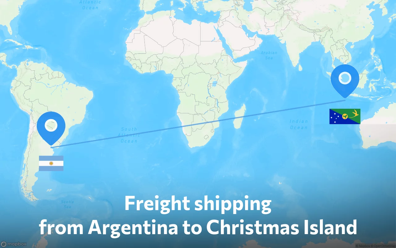 Shipping route from Argentina to Christmas Island