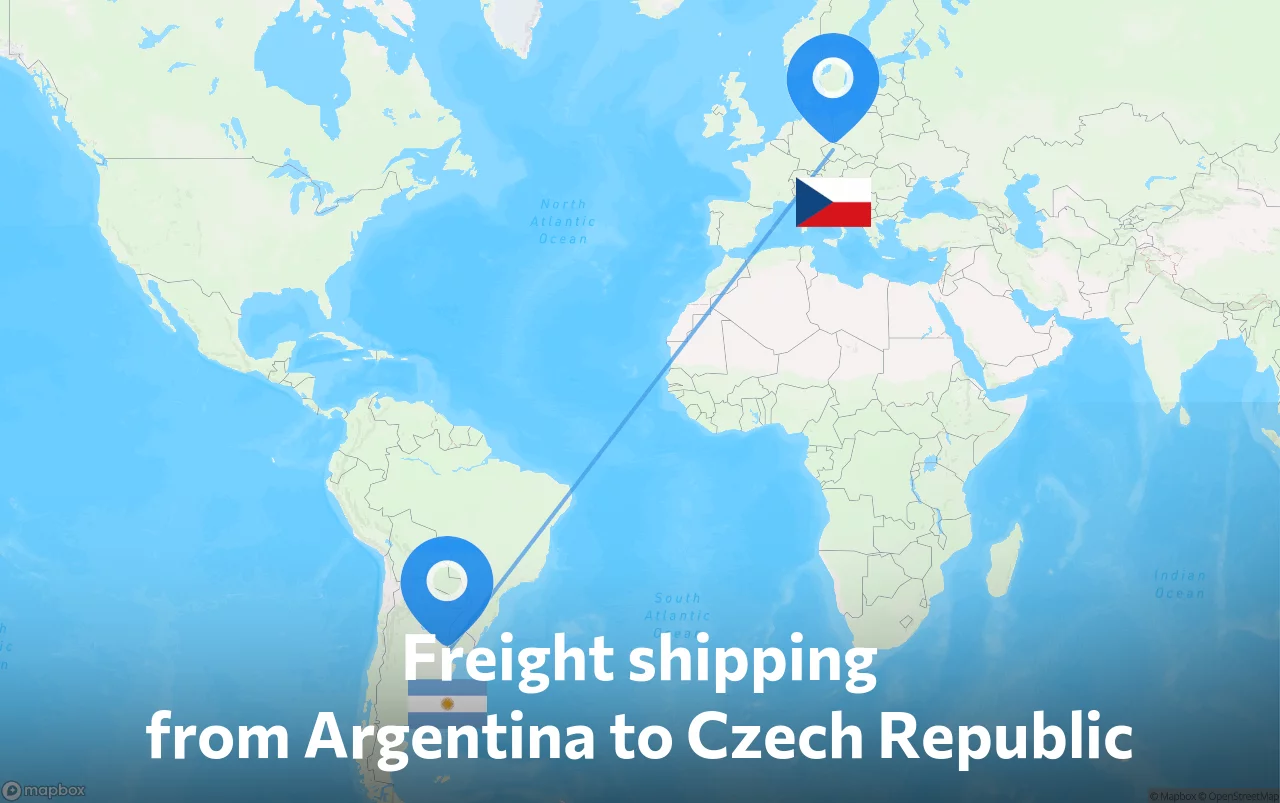 Shipping route from Argentina to Czech Republic