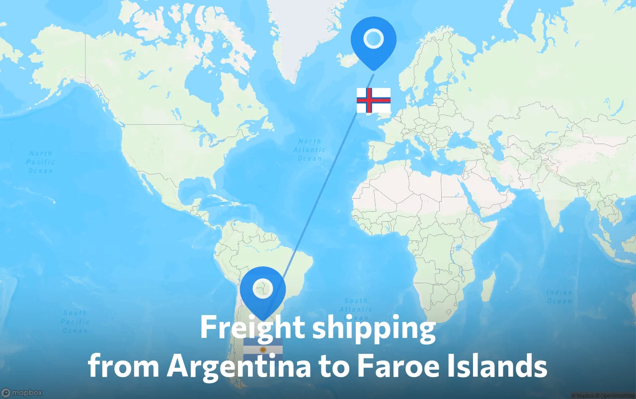 Shipping route from Argentina to Faroe Islands