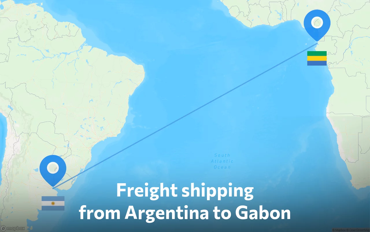 Shipping route from Argentina to Gabon