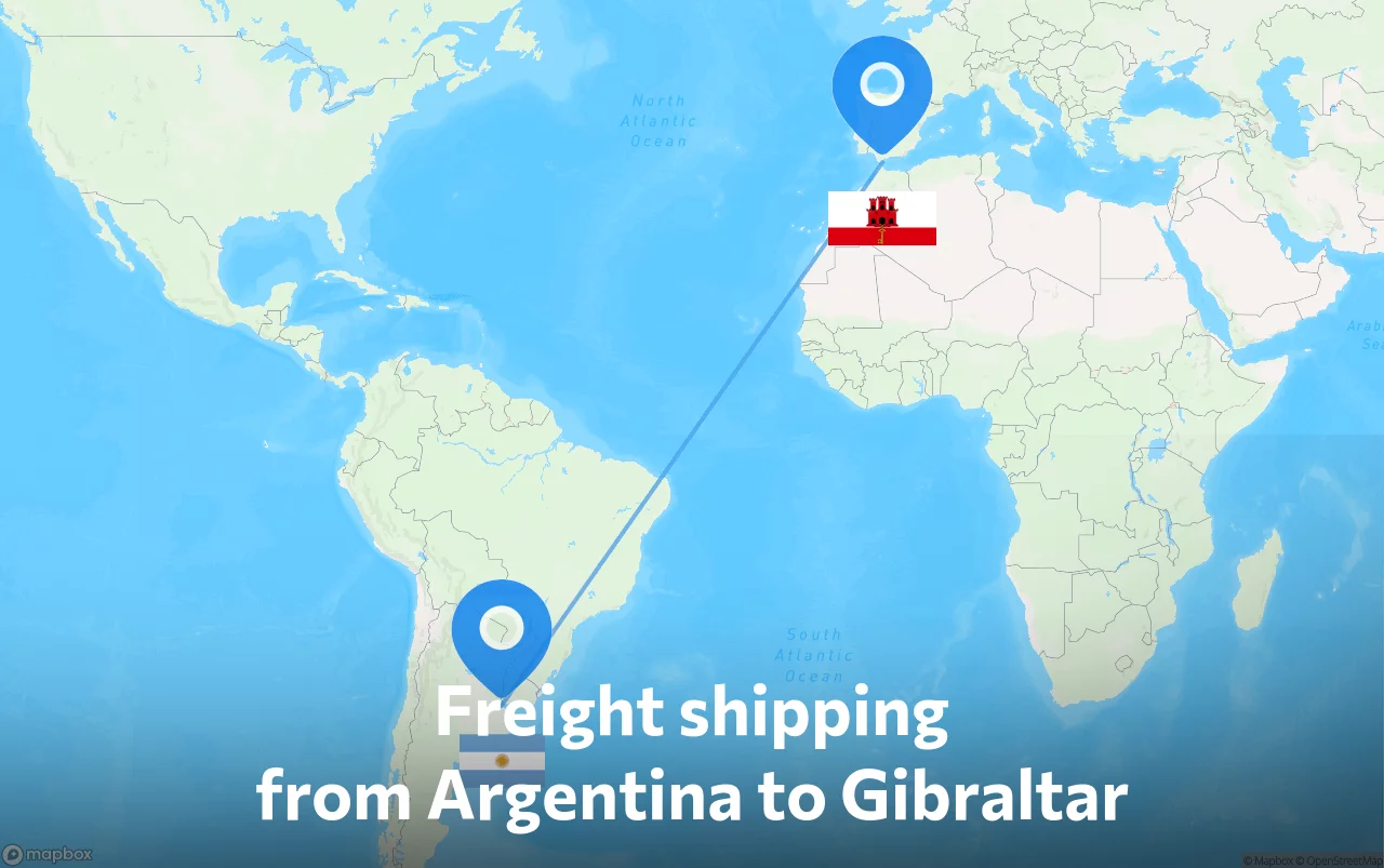 Shipping route from Argentina to Gibraltar