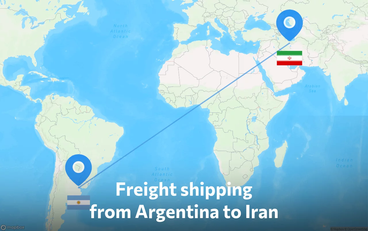 Shipping route from Argentina to Iran