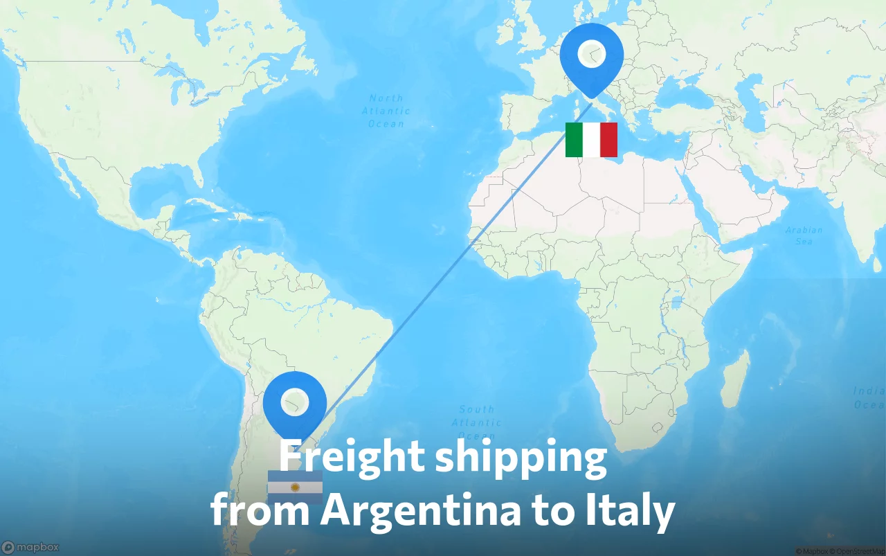 Shipping route from Argentina to Italy