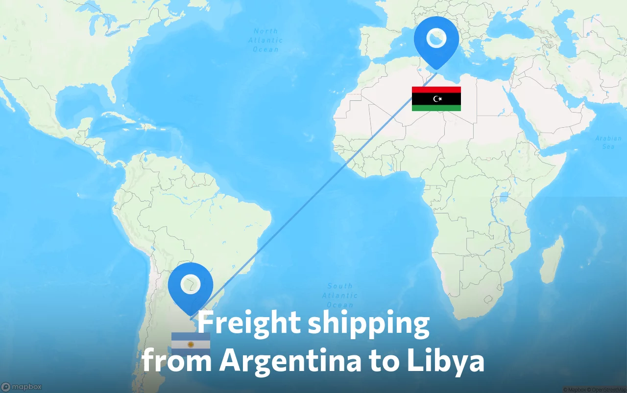 Shipping route from Argentina to Libya