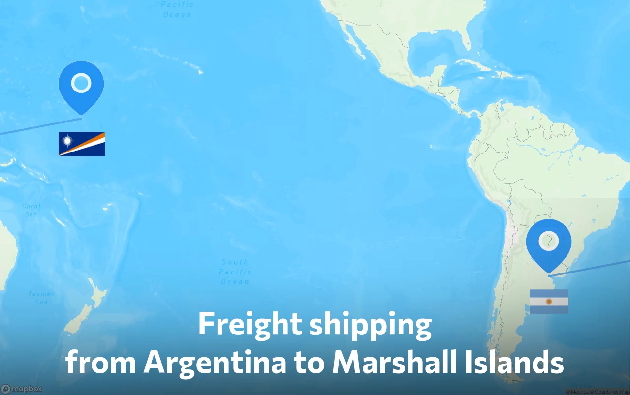 Shipping route from Argentina to Marshall Islands