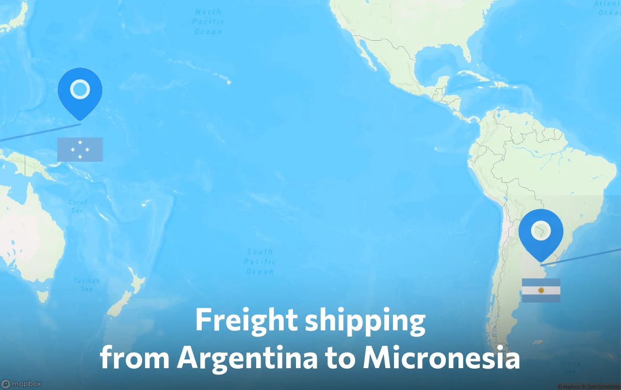 Shipping route from Argentina to Micronesia