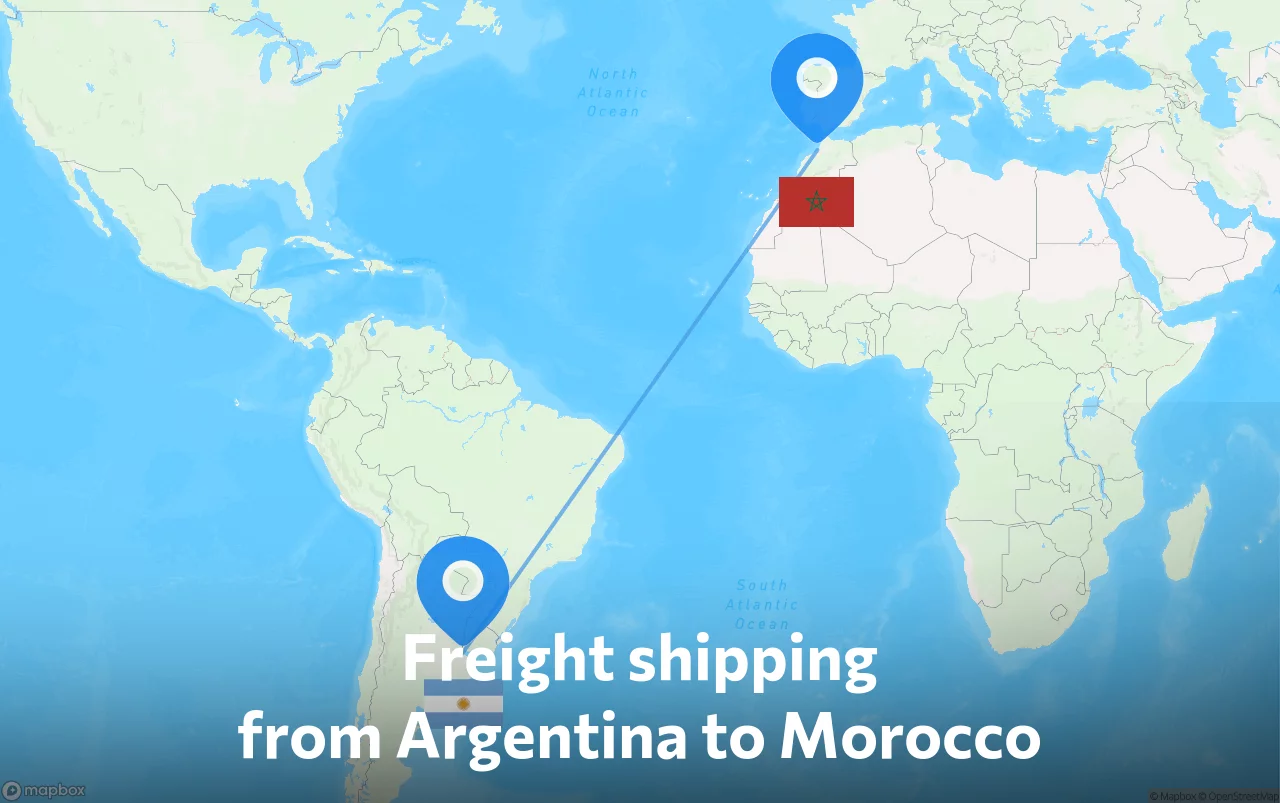 Shipping route from Argentina to Morocco