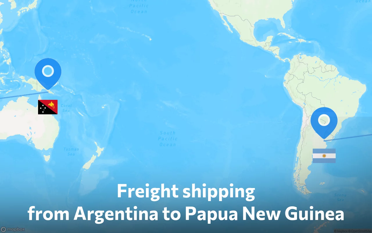 Shipping route from Argentina to Papua New Guinea