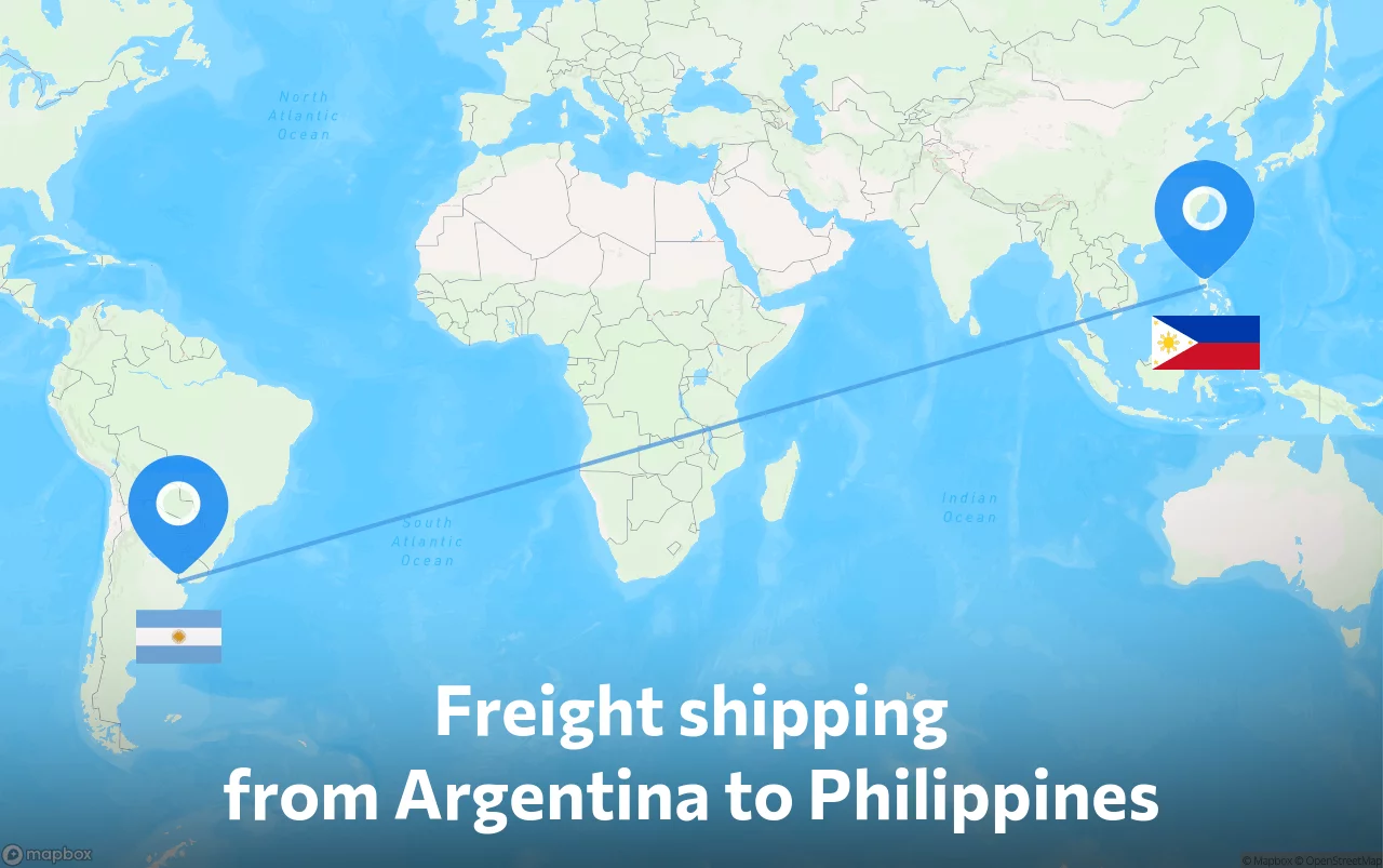 Shipping route from Argentina to Philippines