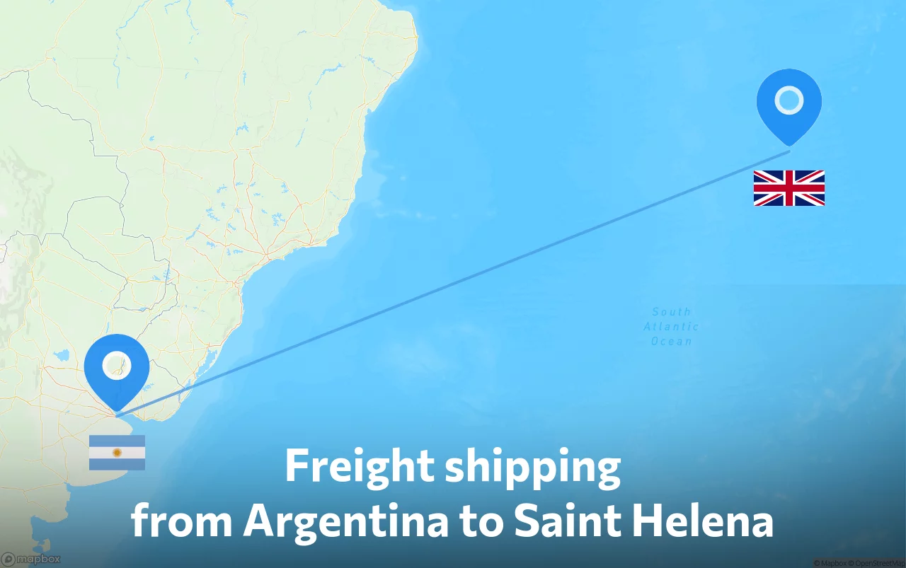 Shipping route from Argentina to Saint Helena