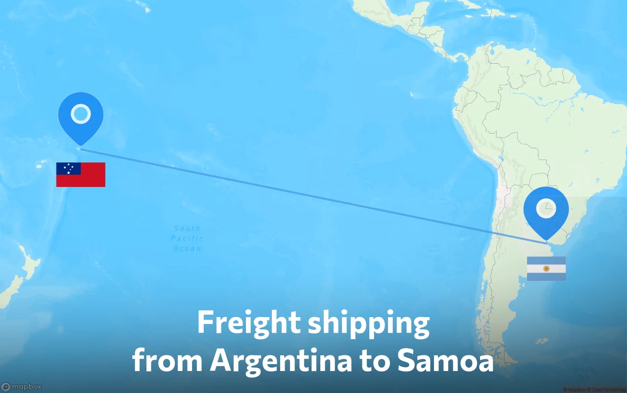 Shipping route from Argentina to Samoa