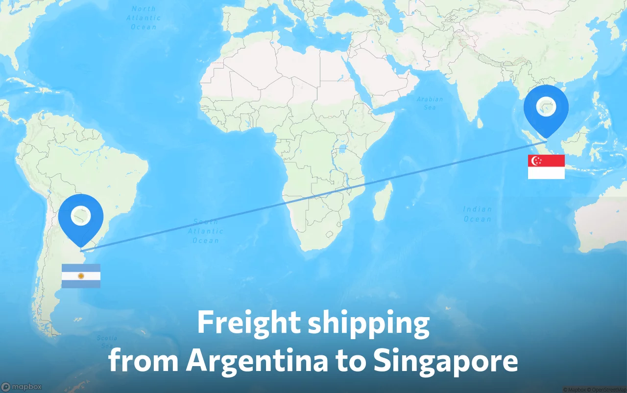 Shipping route from Argentina to Singapore